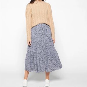Madewell blue ruffle midi skirt